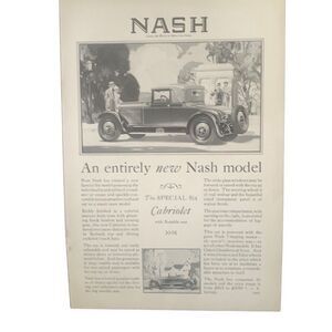 Vintage 1927 Nash New Model Special Six Cabriolet Ad Advertisement